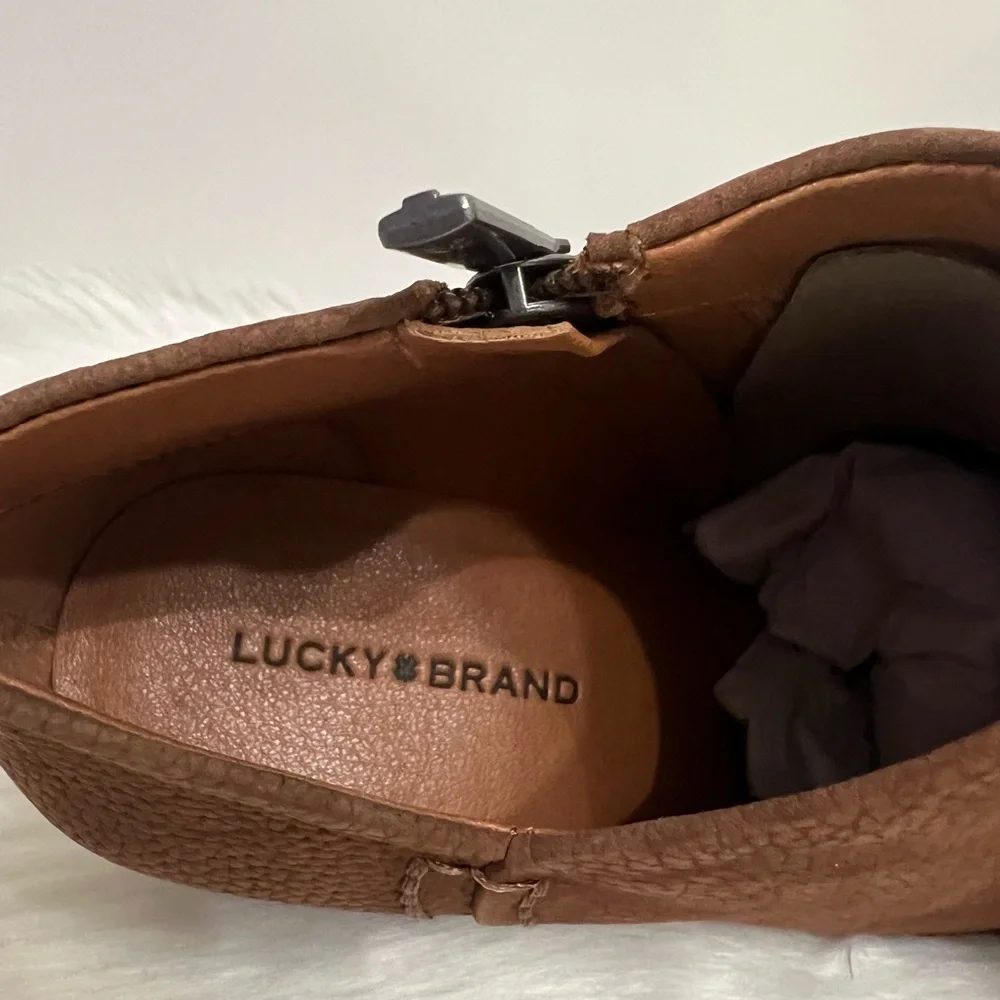 Lucky Brand Bellita Leather Ankle Boot In Brown Size 7.5 NWOB